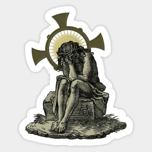 Jesus Christ repenting and ashamed Sticker